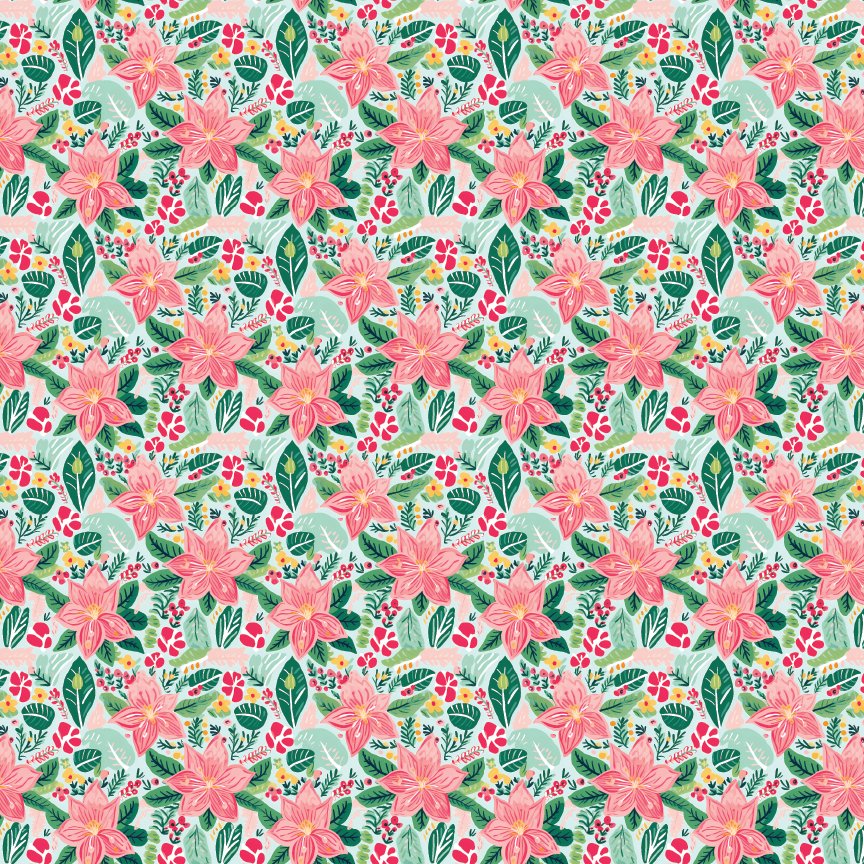 Tropical Pastel Christmas Floral 2 Pattern Acrylic Sheets - CMB Pattern Acrylic